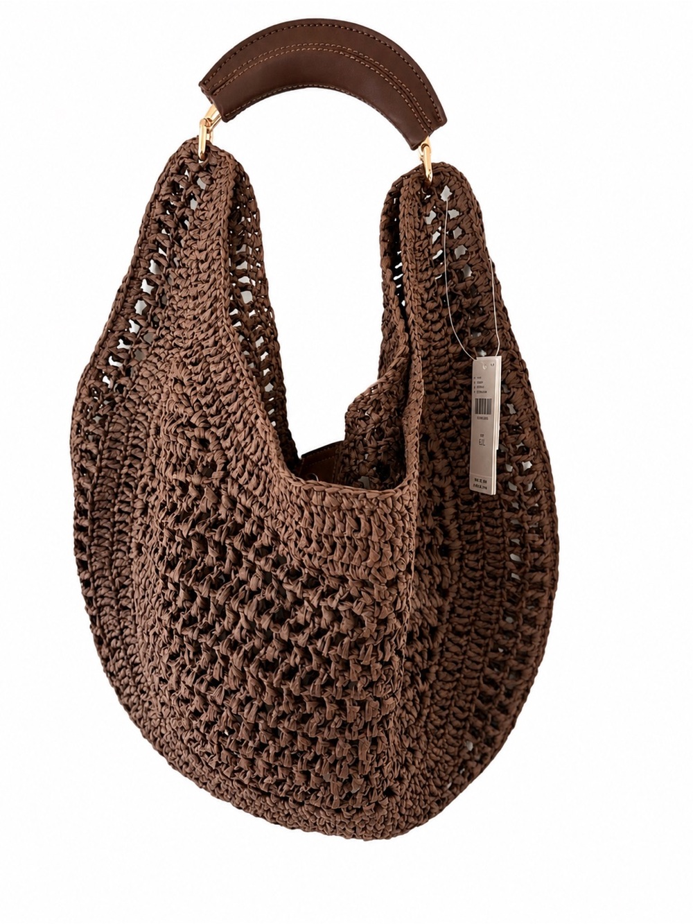 Urban Expressions Raffia Hobo Bag Chocolate Brown NWT